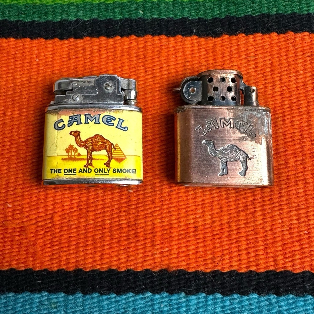 Vintage Camel Cigarette‎ Lighter Lot (2) 90s RJRTC The One And Only Smoke Promo